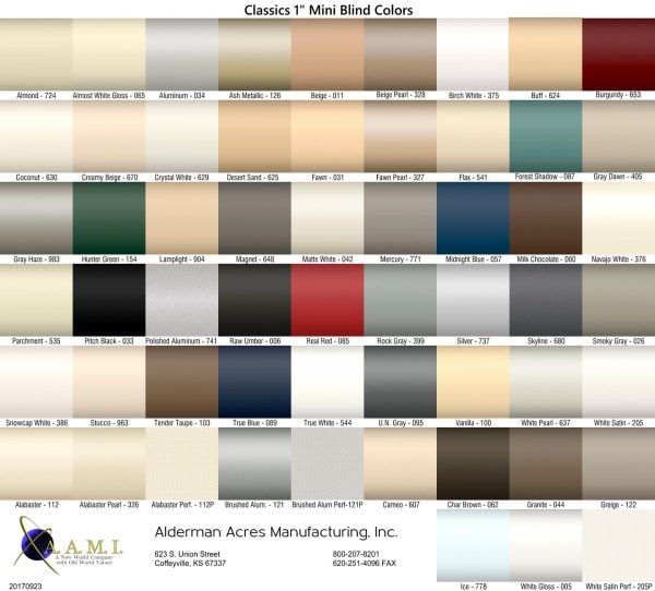 Blinds — 1"2" Horizontal Alderman Acres Manufacturing